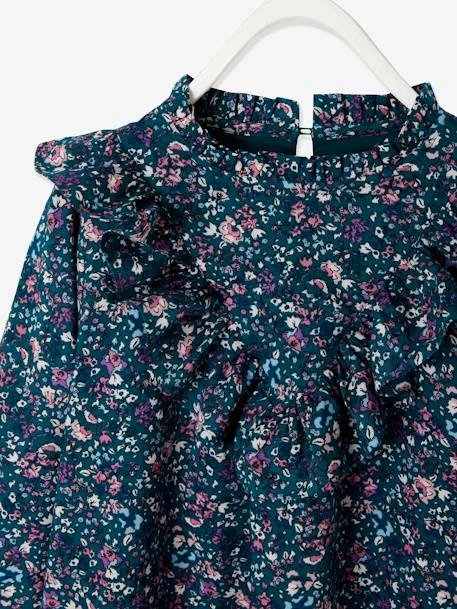 Robe Imprimée Fleurs Fille Vert Imprimé - Vertbaudet 5 Robe Imprimée Fleurs Fille Vert Imprimé - Vertbaudet – Image 5