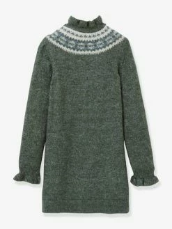 Alternative view of Robe Jacquard Fille CYRILLUS En Tricot Vert Chiné - Cyrillus