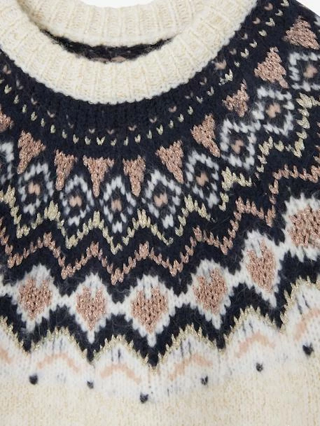 Robe Jacquard Fille En Tricot Irisé Ecru - Vertbaudet 3 Robe Jacquard Fille En Tricot Irisé Ecru - Vertbaudet – Image 3
