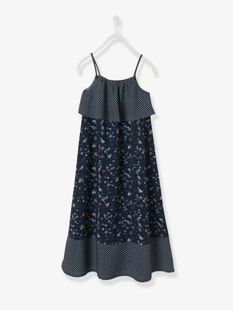 Robe Longue à Bretelles Imprimée Fille Encre Imprimé - Vertbaudet 1 Robe Longue à Bretelles Imprimée Fille Encre Imprimé - Vertbaudet