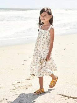 Alternative view of Robe Longue En Gaze De Coton Fille Orange - Vertbaudet