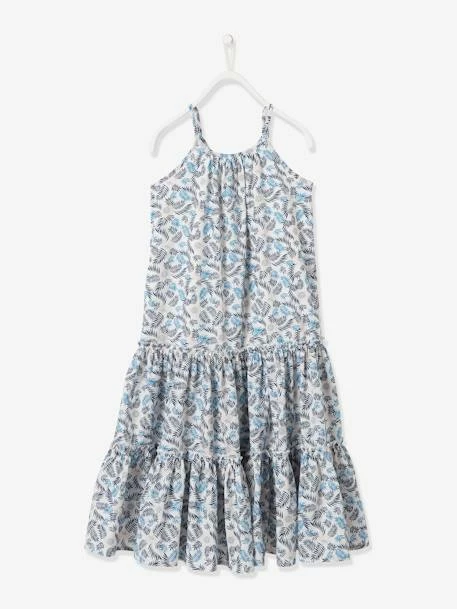 Robe Longue Fille Bleu Canard Clair Imprimé - Vertbaudet 2 Robe Longue Fille Bleu Canard Clair Imprimé - Vertbaudet – Image 2