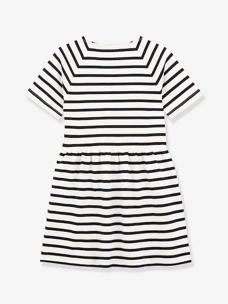 Robe Manches Courtes Coton PETIT BATEAU Rayé Marine - Petit Bateau 2 Robe Manches Courtes Coton PETIT BATEAU Rayé Marine - Petit Bateau – Image 2