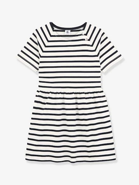 Robe Manches Courtes Coton PETIT BATEAU Rayé Marine - Petit Bateau 1 Robe Manches Courtes Coton PETIT BATEAU Rayé Marine - Petit Bateau