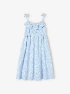 Robe Mi-longue à Bretelles Imprimée Fleurs Fille Multicolore - Vertbaudet