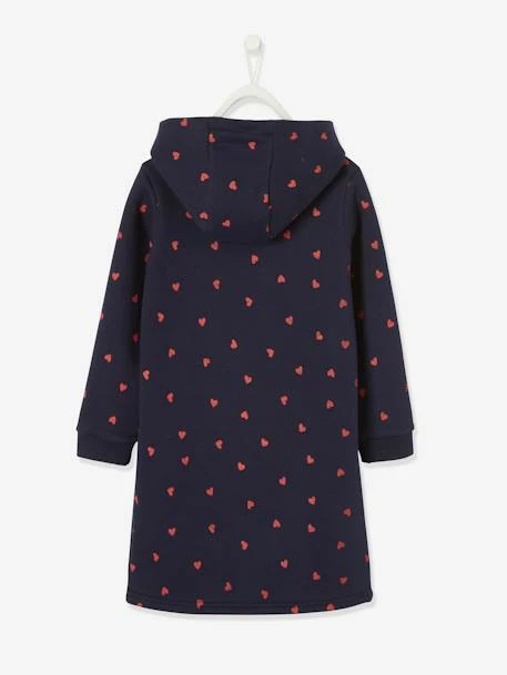 Robe Molleton à Capuche Fille Détails Fantaisie Marine - Vertbaudet 2 Robe Molleton à Capuche Fille Détails Fantaisie Marine - Vertbaudet – Image 2