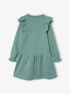 Robe Molleton à Volants En Broderie Anglaise Fille Rose Hâlé - Vertbaudet -cyrillus boutique robe molleton a volants en broderie anglaise fille 5