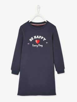 Robe Molleton Fille Collection Capsule Vertbaudet Fabrication Française Encre - Vertbaudet
