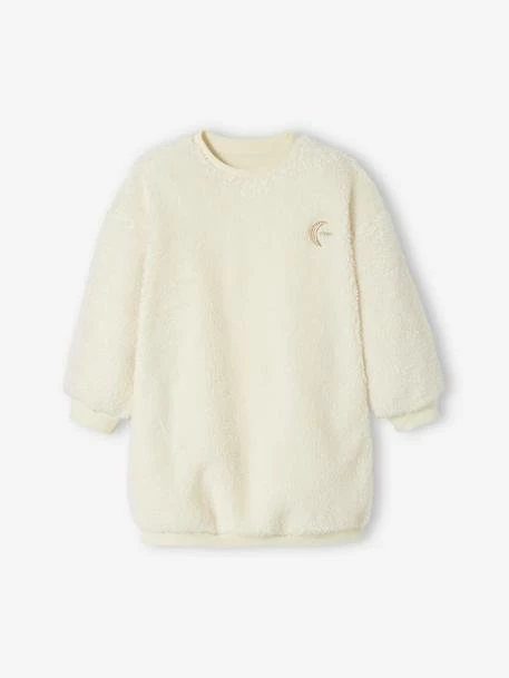 Robe Sweat En Sherpa Avec Broderie Irisée Fille écru - Vertbaudet 4 Robe Sweat En Sherpa Avec Broderie Irisée Fille écru - Vertbaudet – Image 4