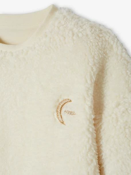 Robe Sweat En Sherpa Avec Broderie Irisée Fille écru - Vertbaudet 6 Robe Sweat En Sherpa Avec Broderie Irisée Fille écru - Vertbaudet – Image 6