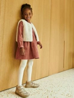 Robe Velours Col Volanté Fille Prune - Vertbaudet