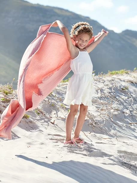 Robe Volantée à Bretelles Fille Effet Portefeuille Fantaisie Blanc - Vertbaudet 1 Robe Volantée à Bretelles Fille Effet Portefeuille Fantaisie Blanc - Vertbaudet