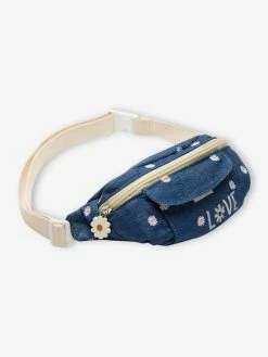 Sac Banane Fille En Denim Brodé Bleu Jean - Vertbaudet