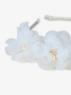 Serre-tête Avec Fleurs Blanches Appliquées Blanc - Vertbaudet -cyrillus boutique serre tete avec fleurs blanches appliquees 5