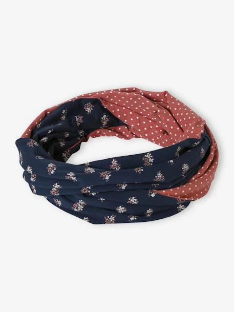 Snood Fille Réversible Bouquets/pois Marine - Vertbaudet 1 Snood Fille Réversible Bouquets/pois Marine - Vertbaudet
