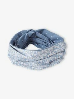 Snood Réversible Fille Imprimé Fleuri Bleu Imprimé - Vertbaudet