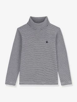 Sous-pull Rayé Enfant Coton Bio PETIT BATEAU Marine - Petit Bateau