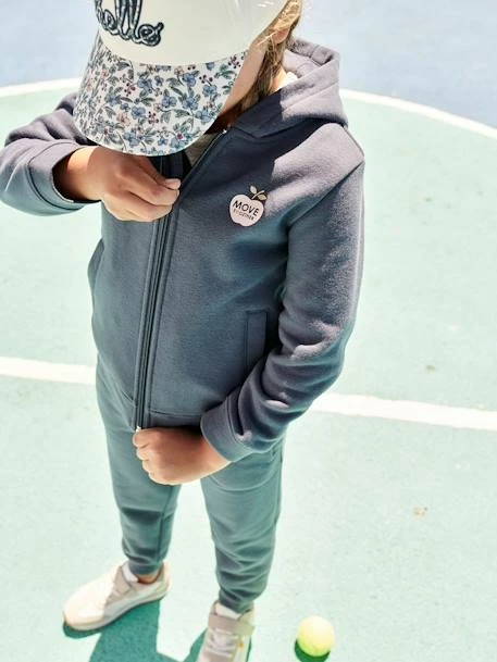 Sweat à Capuche Zippé Sport Basics Fille. Bleu - Vertbaudet 2 Sweat à Capuche Zippé Sport Basics Fille. Bleu - Vertbaudet – Image 2