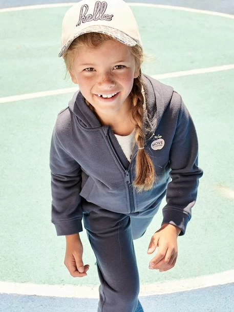 Sweat à Capuche Zippé Sport Basics Fille. Bleu - Vertbaudet 3 Sweat à Capuche Zippé Sport Basics Fille. Bleu - Vertbaudet – Image 3