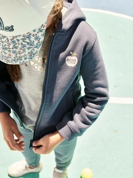 Sweat à Capuche Zippé Sport Basics Fille. Bleu - Vertbaudet 1 Sweat à Capuche Zippé Sport Basics Fille. Bleu - Vertbaudet