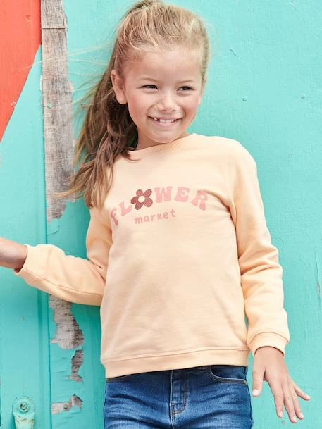Sweat à Message Basics Fille Détails Irisés Lilas - Vertbaudet 1 Sweat à Message Basics Fille Détails Irisés Lilas - Vertbaudet