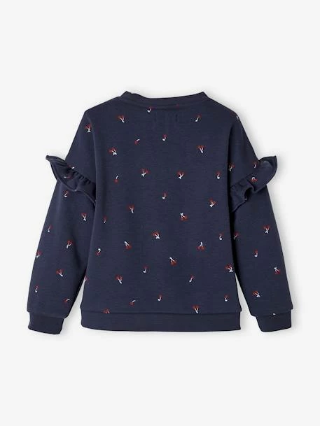 Sweat à Volants Fille Détails Fantaisie Bleu Imprimé Cerises - Vertbaudet 2 Sweat à Volants Fille Détails Fantaisie Bleu Imprimé Cerises - Vertbaudet – Image 2