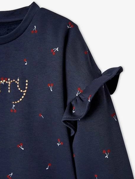 Sweat à Volants Fille Détails Fantaisie Bleu Imprimé Cerises - Vertbaudet 3 Sweat à Volants Fille Détails Fantaisie Bleu Imprimé Cerises - Vertbaudet – Image 3