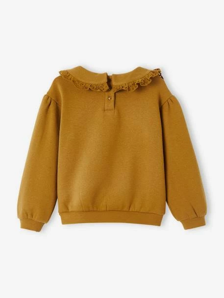 Sweat Col Claudine En Broderie Anglaise Fille Caramel - Vertbaudet 4 Sweat Col Claudine En Broderie Anglaise Fille Caramel - Vertbaudet – Image 4