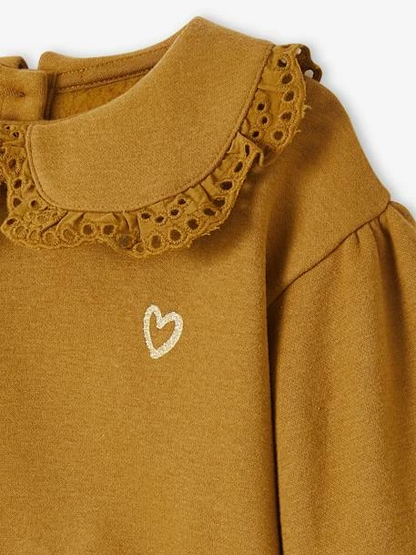 Sweat Col Claudine En Broderie Anglaise Fille Caramel - Vertbaudet 5 Sweat Col Claudine En Broderie Anglaise Fille Caramel - Vertbaudet – Image 5