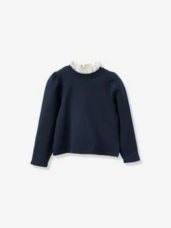 Sweat Col En Dentelle Fille CYRILLUS Marine - Cyrillus