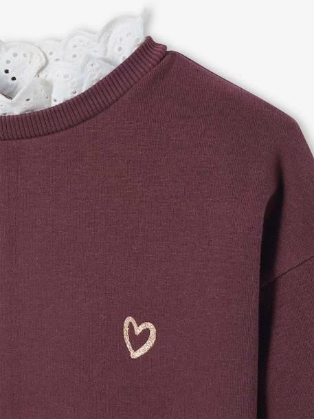 Sweat Col Montant En Broderie Anglaise Fille Prune - Vertbaudet 3 Sweat Col Montant En Broderie Anglaise Fille Prune - Vertbaudet – Image 3