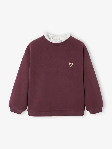 Sweat Col Montant En Broderie Anglaise Fille Prune - Vertbaudet 1 Sweat Col Montant En Broderie Anglaise Fille Prune - Vertbaudet