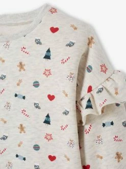 Sweat De Noël Fille Manches Volantées écru - Vertbaudet 5 Sweat De Noël Fille Manches Volantées écru - Vertbaudet -cyrillus boutique sweat de noel fille manches volantees 2