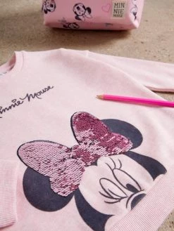Sweat Disney Minnie® Fille Détail En Sequins Réversible Rose Chiné - Minnie -cyrillus boutique sweat disney minnie fille detail en sequins reversible 1