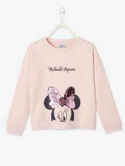 Sweat Disney Minnie® Fille Détail En Sequins Réversible Rose Chiné - Minnie -cyrillus boutique sweat disney minnie fille detail en sequins reversible 2