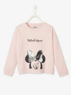 Sweat Disney Minnie® Fille Détail En Sequins Réversible Rose Chiné - Minnie -cyrillus boutique sweat disney minnie fille detail en sequins reversible 4