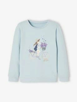 Sweat Motif égérie Fille Bleu Ciel - Vertbaudet
