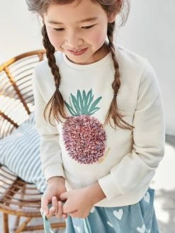 Sweat Motif Fantaisie Fille écru - Vertbaudet