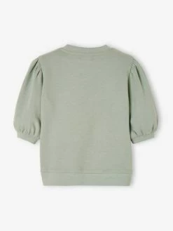 Alternative view of Sweat Motif "love" Fille Manches Boules Courtes Vert D'eau - Vertbaudet