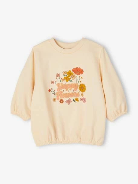 Sweat Motifs Fleurs Anim Irisée Et Bouclettes Fille Manches 3/4 écru - Vertbaudet 1 Sweat Motifs Fleurs Anim Irisée Et Bouclettes Fille Manches 3/4 écru - Vertbaudet
