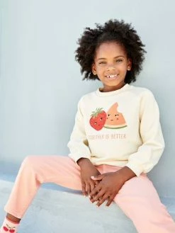 Sweat Motifs Fruits Fille Rose Pâle - Vertbaudet -cyrillus boutique sweat motifs fruits fille 4