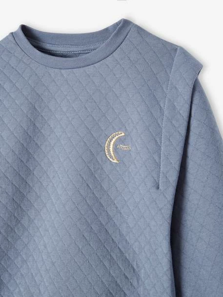 Sweat Quilté Avec Broderie Irisée Fille Bleu - Vertbaudet 3 Sweat Quilté Avec Broderie Irisée Fille Bleu - Vertbaudet – Image 3
