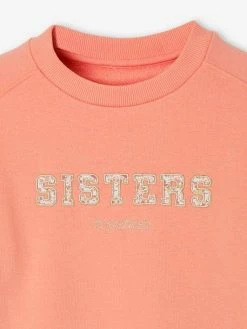 Sweat Romantique Lettres Fantaisie Fille Corail - Vertbaudet -cyrillus boutique sweat romantique lettres fantaisie fille 2