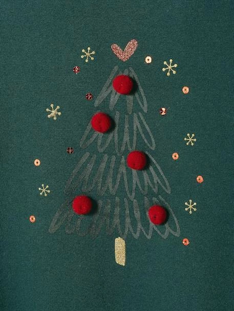 Sweat Sapin De Noël Fille Avec Pompons Et Détails Brillants Vert Sapin - Vertbaudet 3 Sweat Sapin De Noël Fille Avec Pompons Et Détails Brillants Vert Sapin - Vertbaudet – Image 3