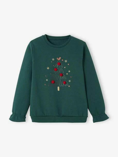Sweat Sapin De Noël Fille Avec Pompons Et Détails Brillants Vert Sapin - Vertbaudet 1 Sweat Sapin De Noël Fille Avec Pompons Et Détails Brillants Vert Sapin - Vertbaudet