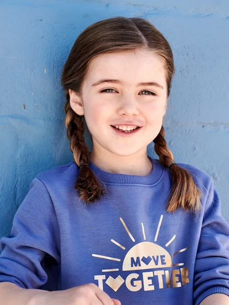 Sweat Sport Motif "sunrise" Brillant Fille Bleu - Vertbaudet 1 Sweat Sport Motif "sunrise" Brillant Fille Bleu - Vertbaudet