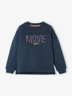 Sweat Sport "Move" Motif Fantaisie Frisou Fille Bleu - Vertbaudet