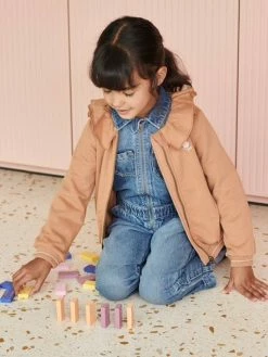Sweat Zippé Avec Collerette Fille Caramel - Vertbaudet