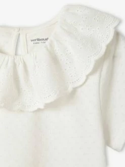 T-shirt à Collerette En Broderie Anglaise Fille écru - Vertbaudet -cyrillus boutique t shirt a collerette en broderie anglaise fille 2