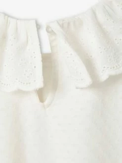 T-shirt à Collerette En Broderie Anglaise Fille écru - Vertbaudet -cyrillus boutique t shirt a collerette en broderie anglaise fille 3